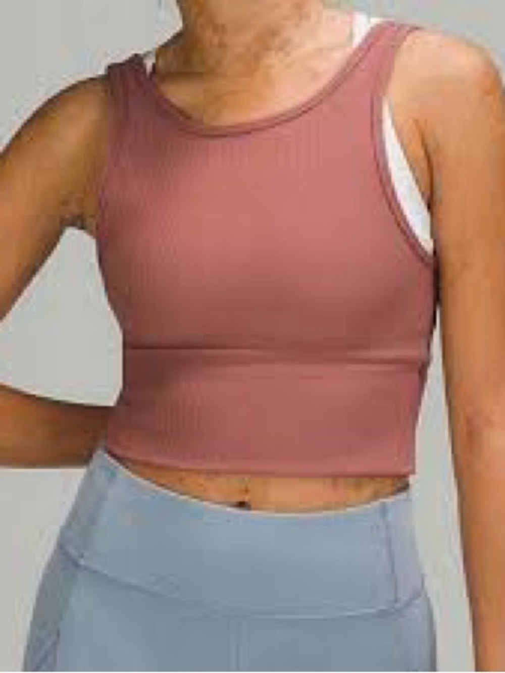 Lululemon Power Pivot Tank Top Rib Sports Bra Spiced Chai Pink Size 6